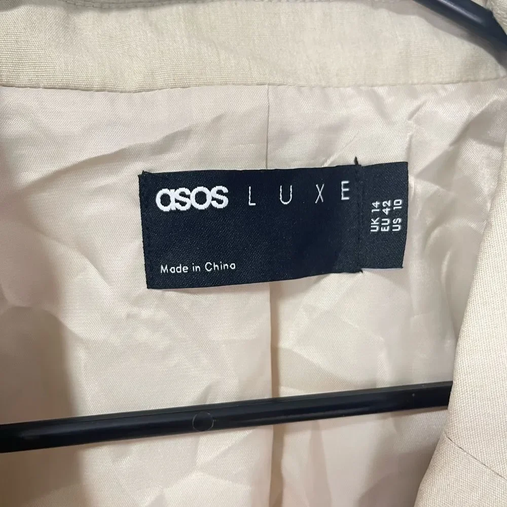 NWT ASOS Luxe 3D Flower Crop Blazer in Stone Tan size 10